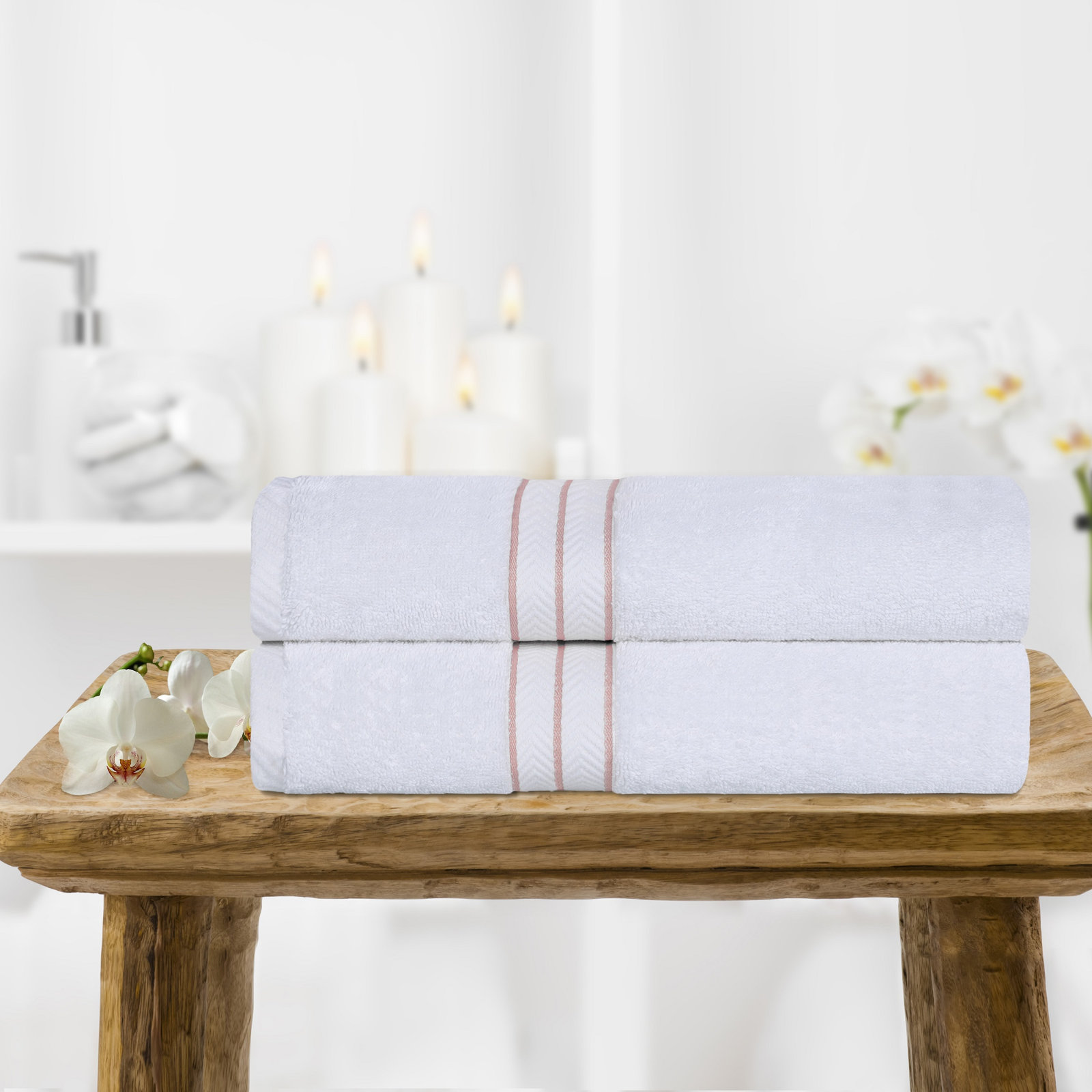 Josann Turkish Cotton Bath Towels, Tea Rose