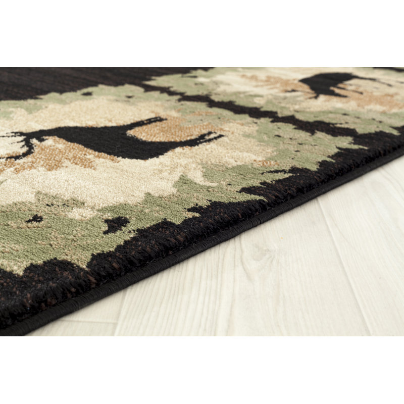 Tapis noir / vert Pippen, Rectangle 1 pi 10 po x 3 pi