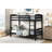 Twin Over Bunk Bed In Black, Wood Bed, Guard Rails, , No Foundation, Bedroom Accommodation Option Black Construction, Box Spring, Sleep For Shared Spaces Youth-681890130