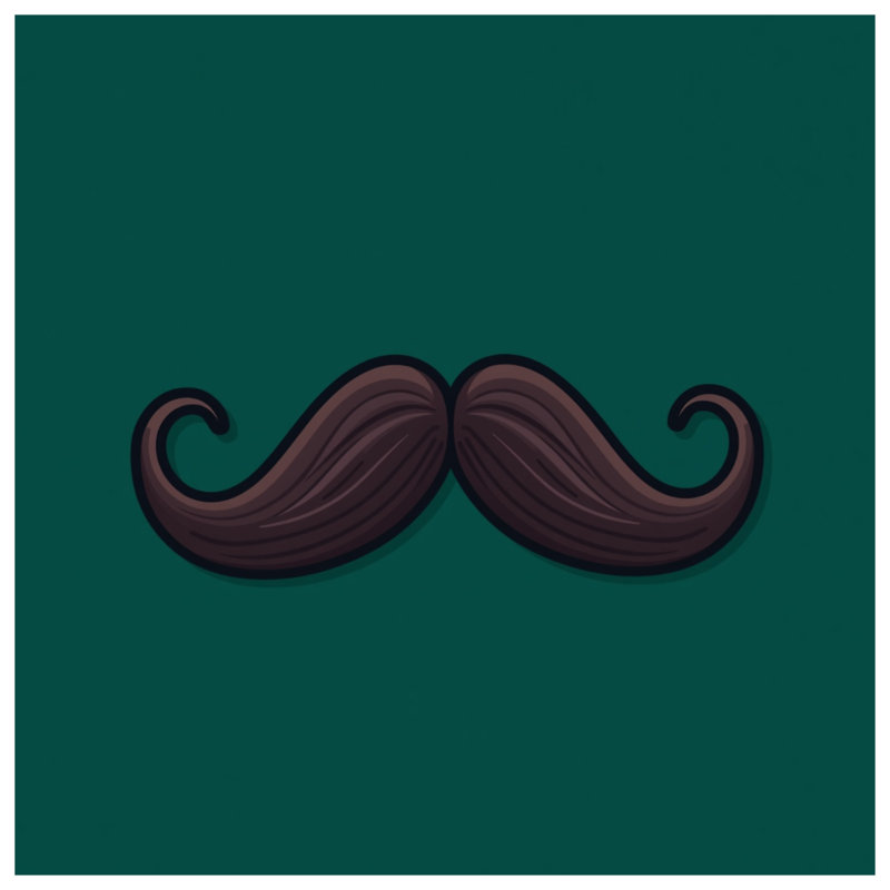 Tapisserie «Curved Mustache Illustration» - décoration murale moustache, H 104 po x 88 avec 4 œillets