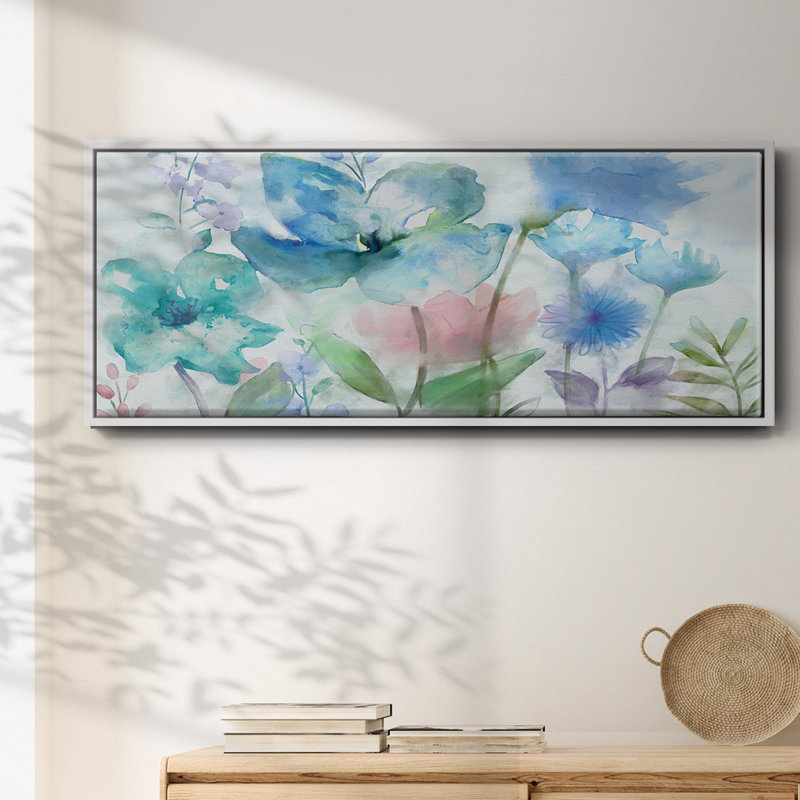 Mélange de bleus - toile encadrée, H 20 po x l 50 po