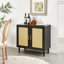 Buffet moderne à portes en rotin avec tablettes réglables et rangement spacieux