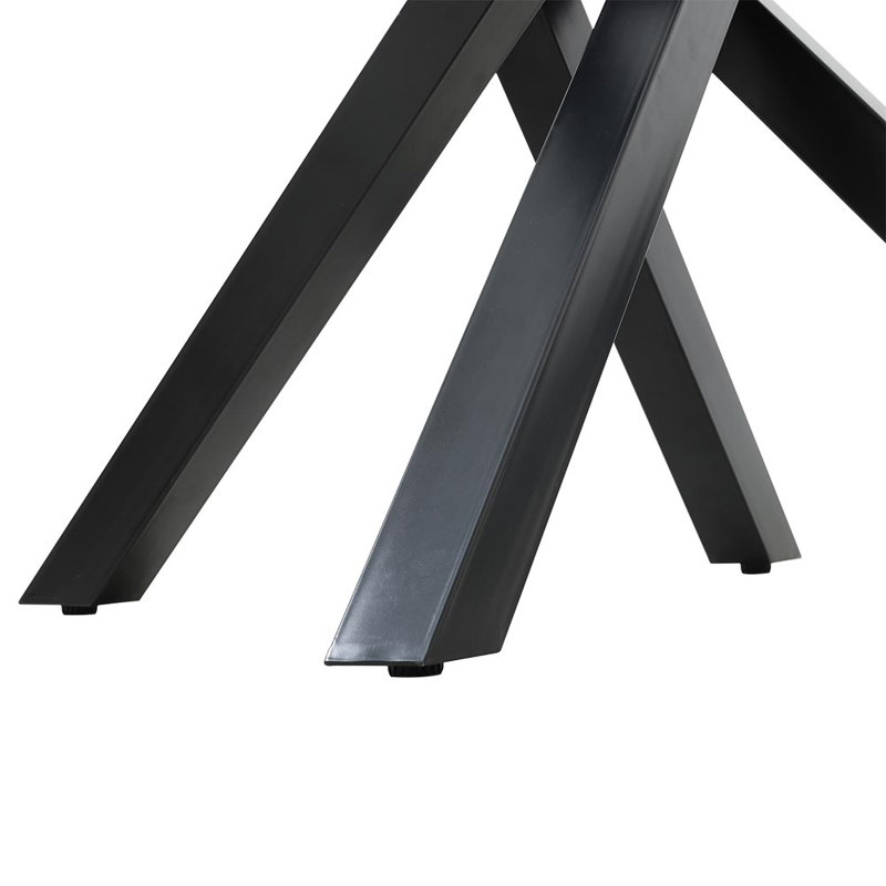 Addicus 130Cm L x 80Cm W Metal and Glass Rectangular Dining Table, Black/Clear
