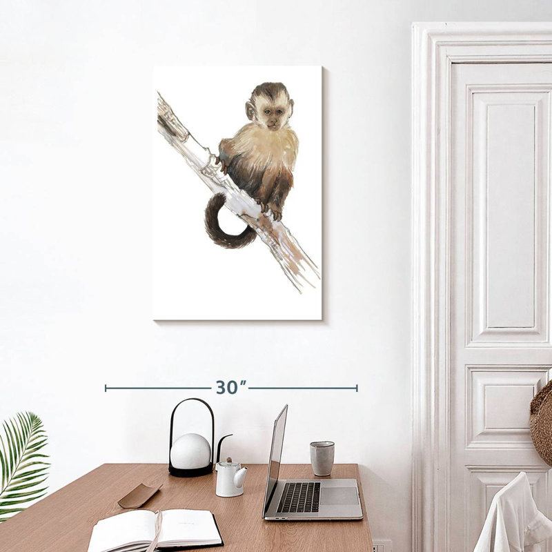 Bébé singe perché, H 30 po x l 20 po