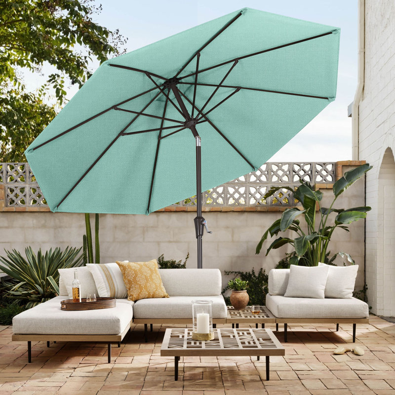 Parasol de marché en oléfine de 2,74 m (9 pi) avec inclinaison et levage à manivelle, Brise de menthe