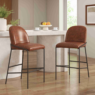 Ensemble de 2 tabourets de bar rembourrés en métal pour l'intérieur