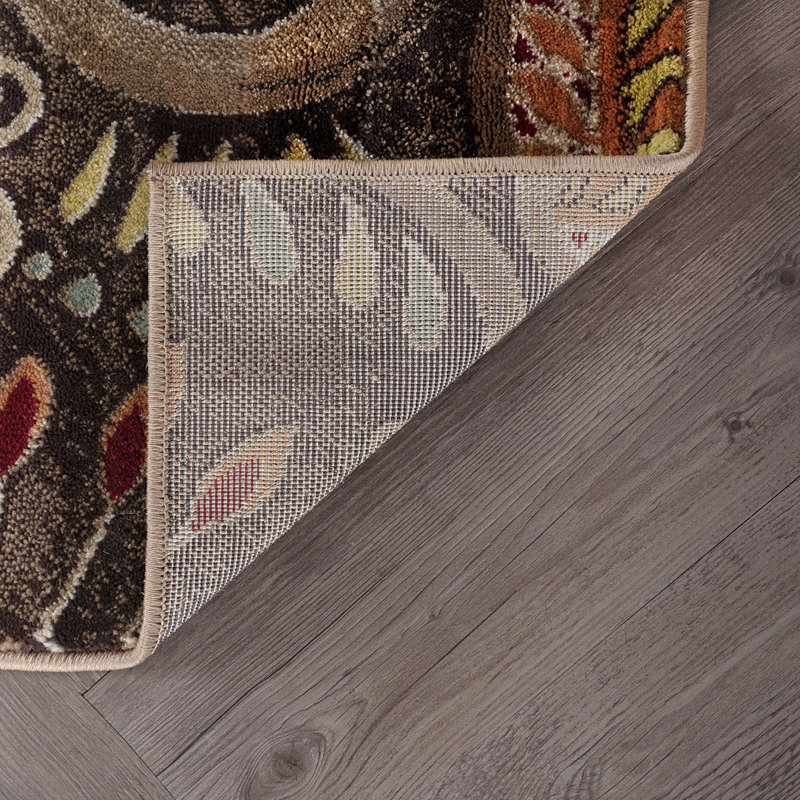 Tapis brun à motif floral Juliet, Rectangle 7 pi 10 po x 10 pi 3 po
