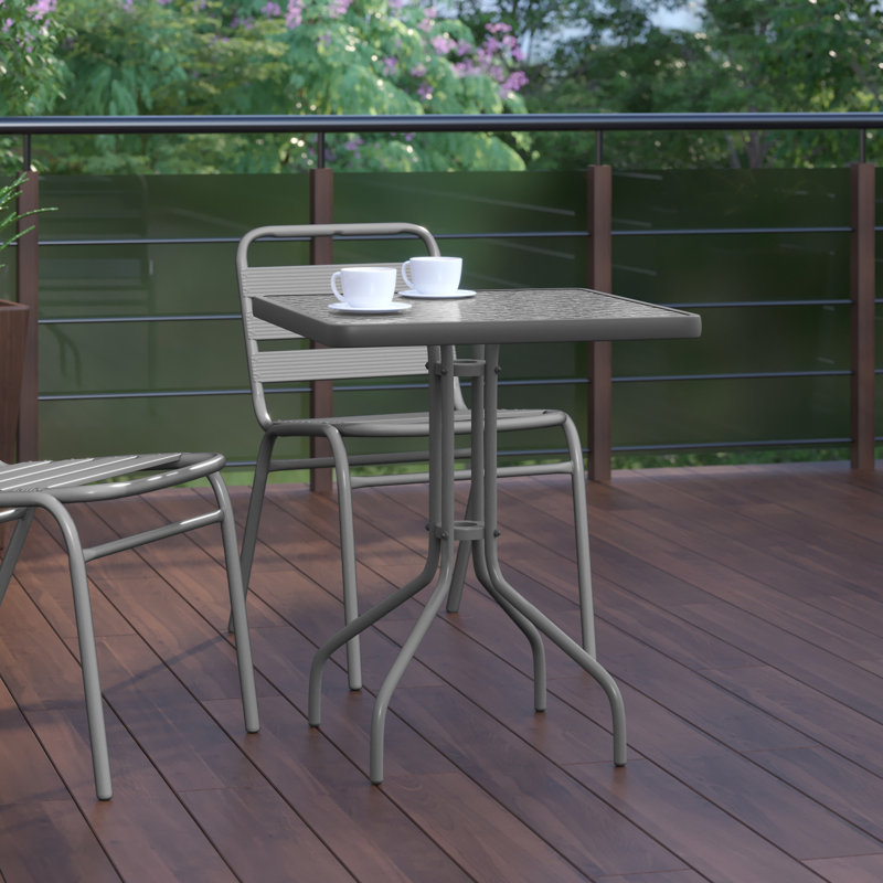 Table carrée en verre trempé Amlie, Transparent / Argent, H 28 po x l 23,5 po x P 23,5 po