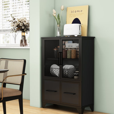 Stylish 4-Door Storage Cabinet With Adjustable Shelf, Sturdy Metal Frame, And Easy Assembly For Modern Living Spaces