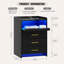 3 Drawers Bedside Table with Charging Station and Led Lights-2021268571