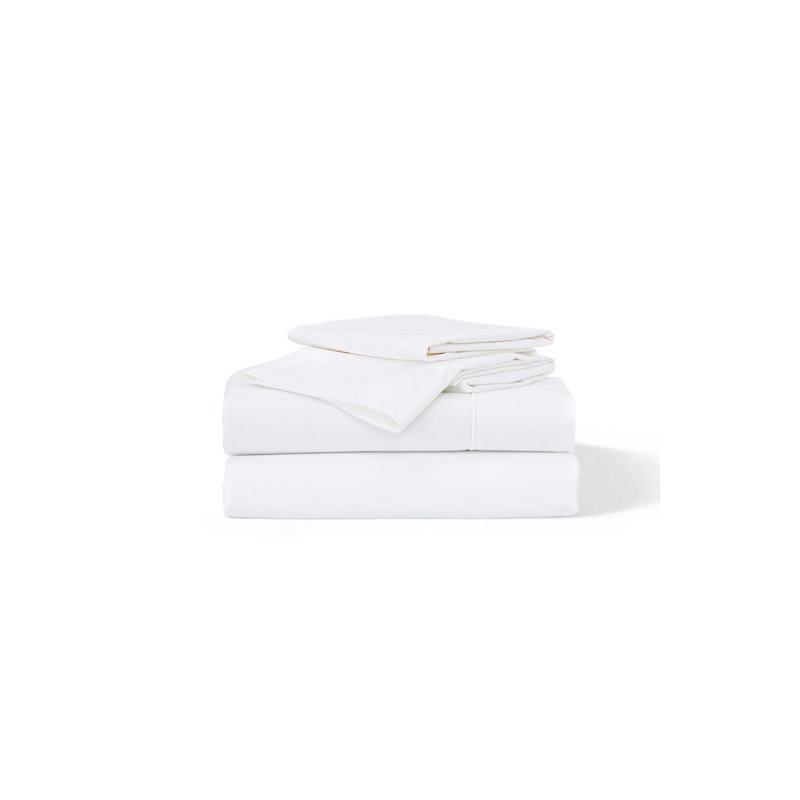 Ensemble de draps en percale biologique Heirloom, Grand lit, Blanc / Bleu marine