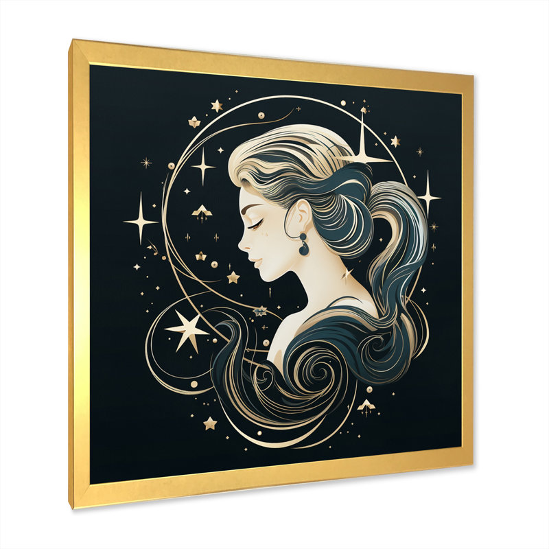 Astrologique Stargazer VI sur toile, Cadre doré à une seule photo, H 36 po x l 36 po