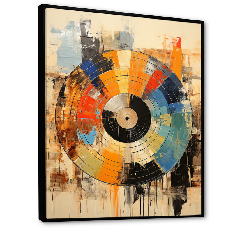 Vinyle disque vinyle rétro II, Noir, H 44 po x l 34 po, Reproduction avec cadre flottant