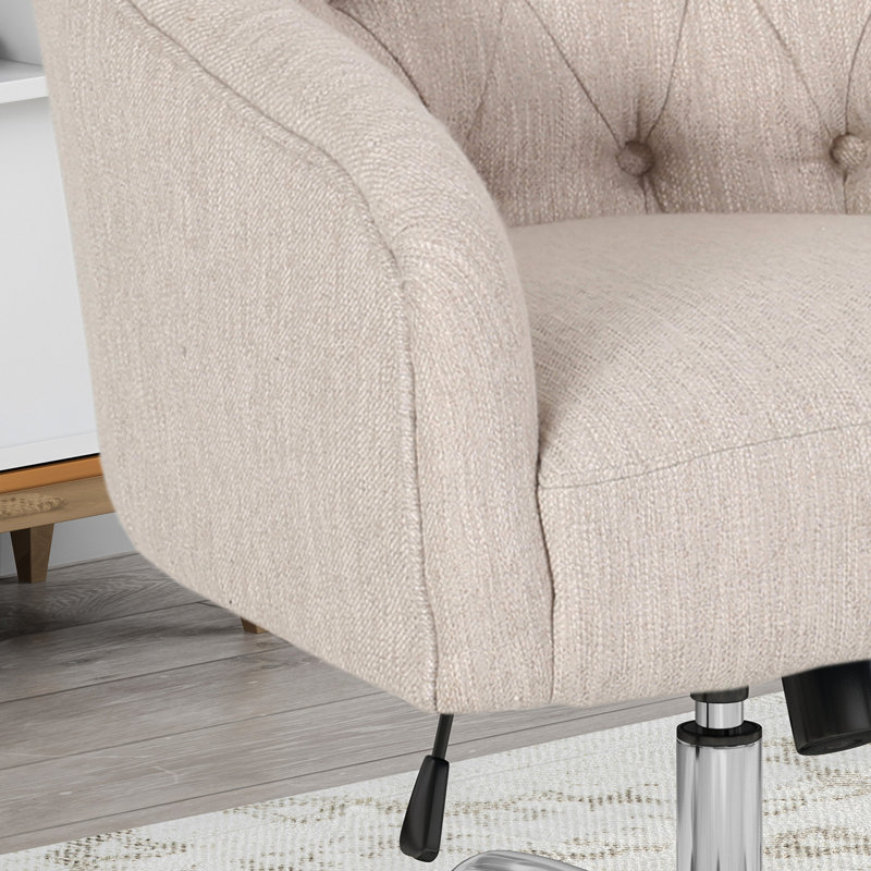 Chaise de bureau beige avec revêtement 100% et fonctionnalité pivotante de revêtement moderne