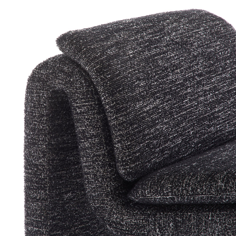 Fauteuil d'appoint rembourré sans accoudoirs Lume Boucle, Tissu gris anthracite