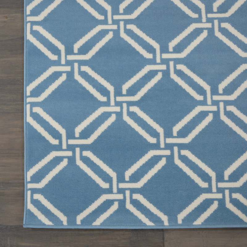 Tapis bleu bohème Sheron, Rectangle 7 pi 10 po x 9 pi 10 po