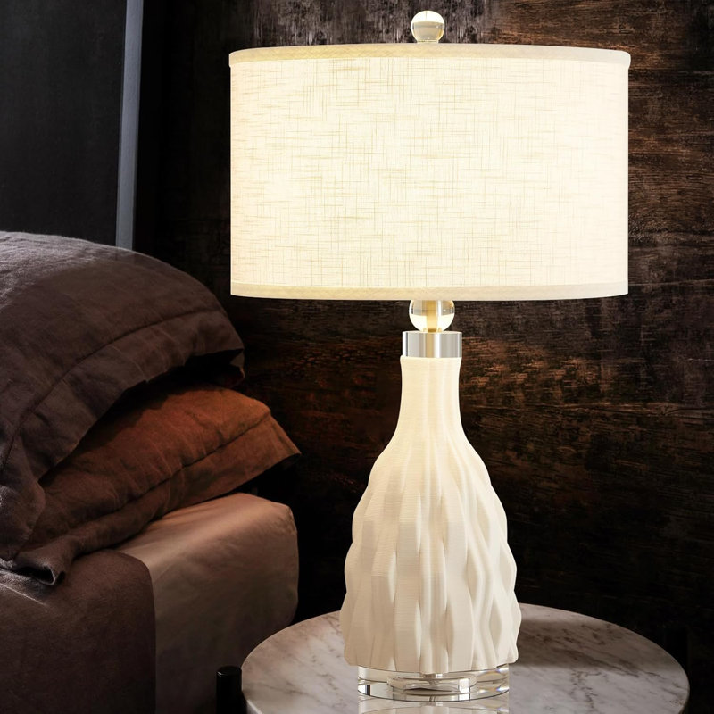 Modern White Textured Ceramic Desk Lamp