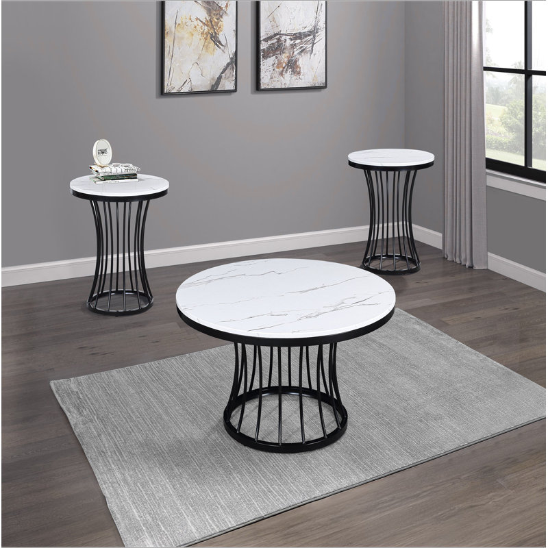 Ensemble de table basse moderne 3 pièces avec table basse et table de bout