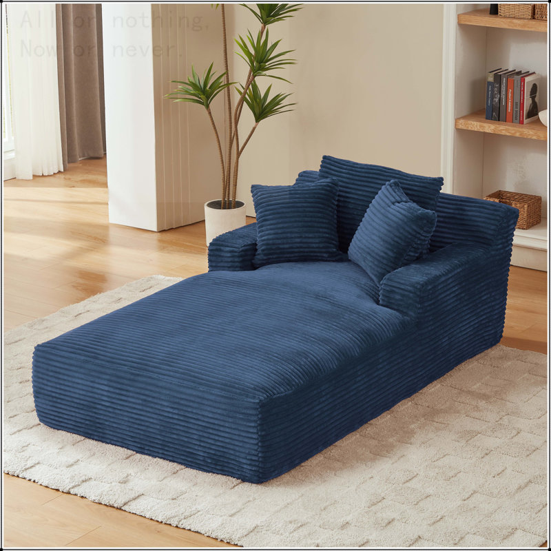 Méridienne surdimensionnée en velours côtelé pour l'intérieur, Bleu