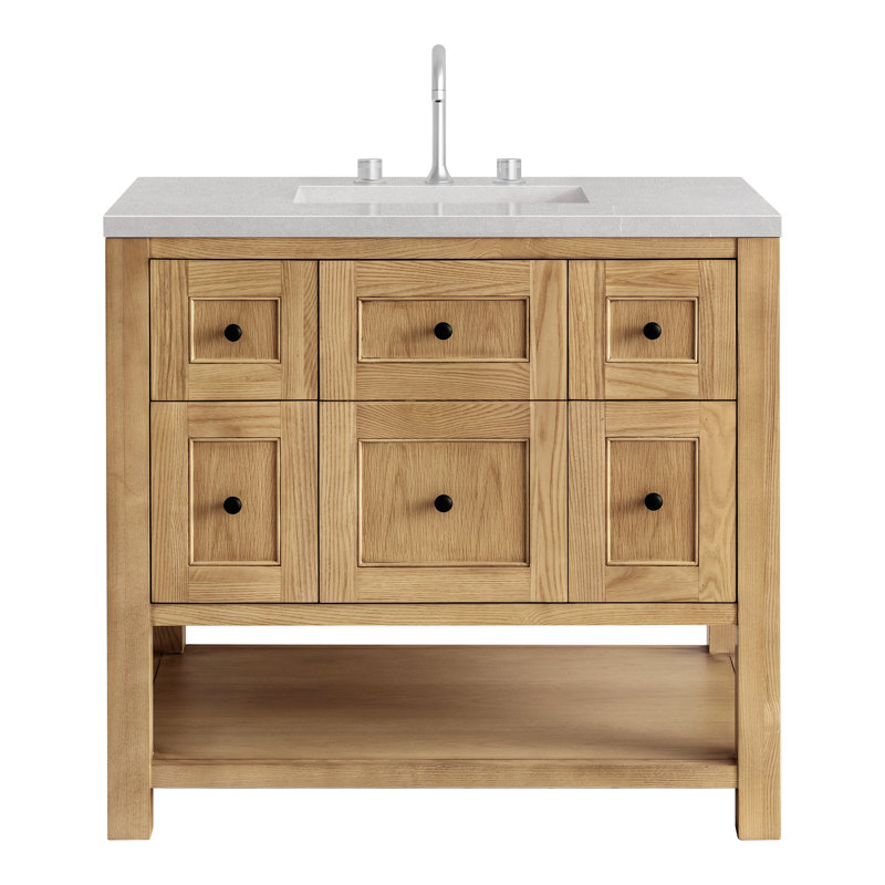 Breckenridge 36'' W Single Vanity, Light Natural Oak, Carrara White, 8" Widespread