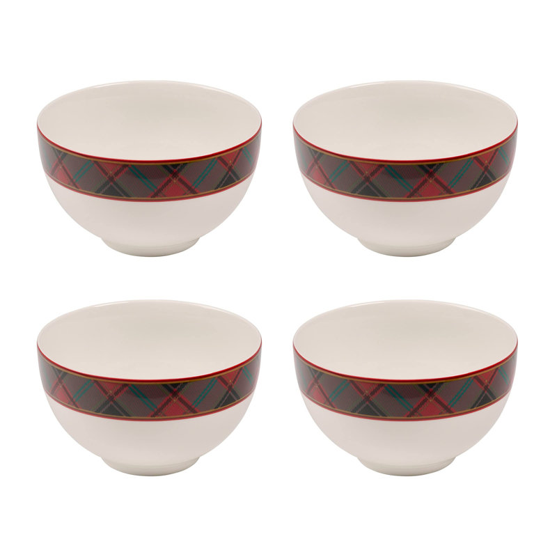 Spode Christmas Tree Christmas Tree Tartan Rice Bowl - 24 Oz, Set of 4