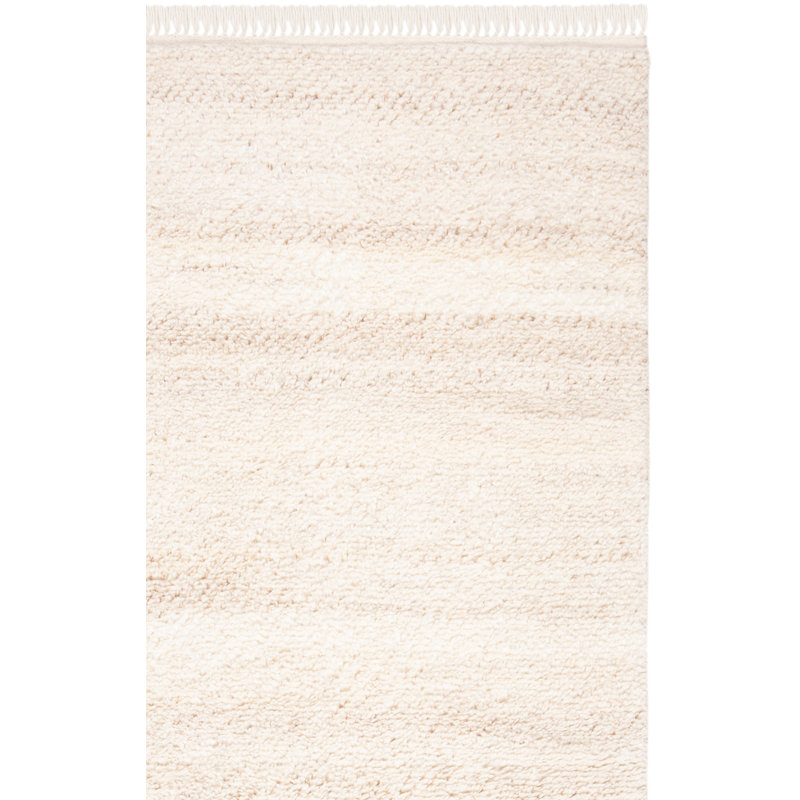Garland Powell Hand-Knotted Wool Beige Area Rug, Rectangle 9' x 12'