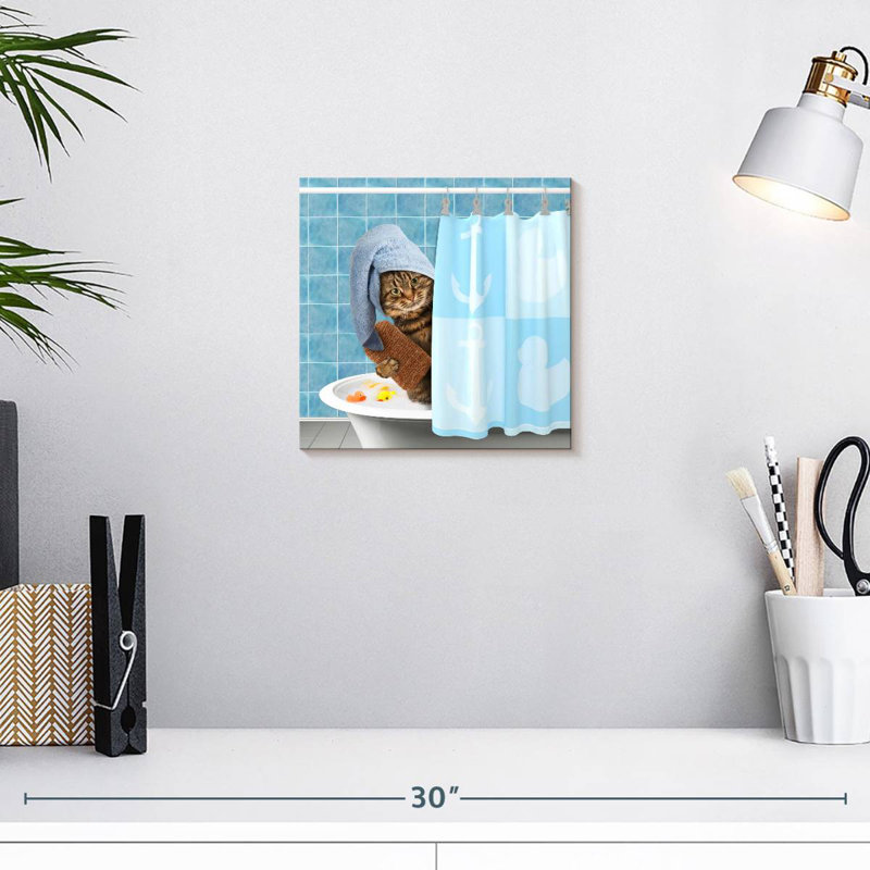 Ketti Funny Bathing Cat, 10" H x 10" W
