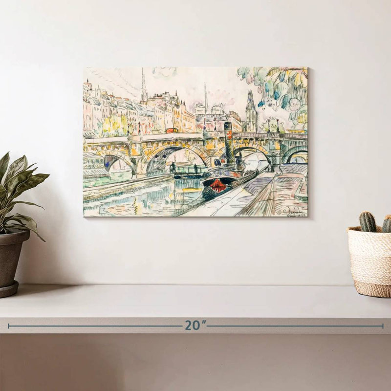 Remorqueur au Pont Neuf Paris, H 8 po x l 12 po