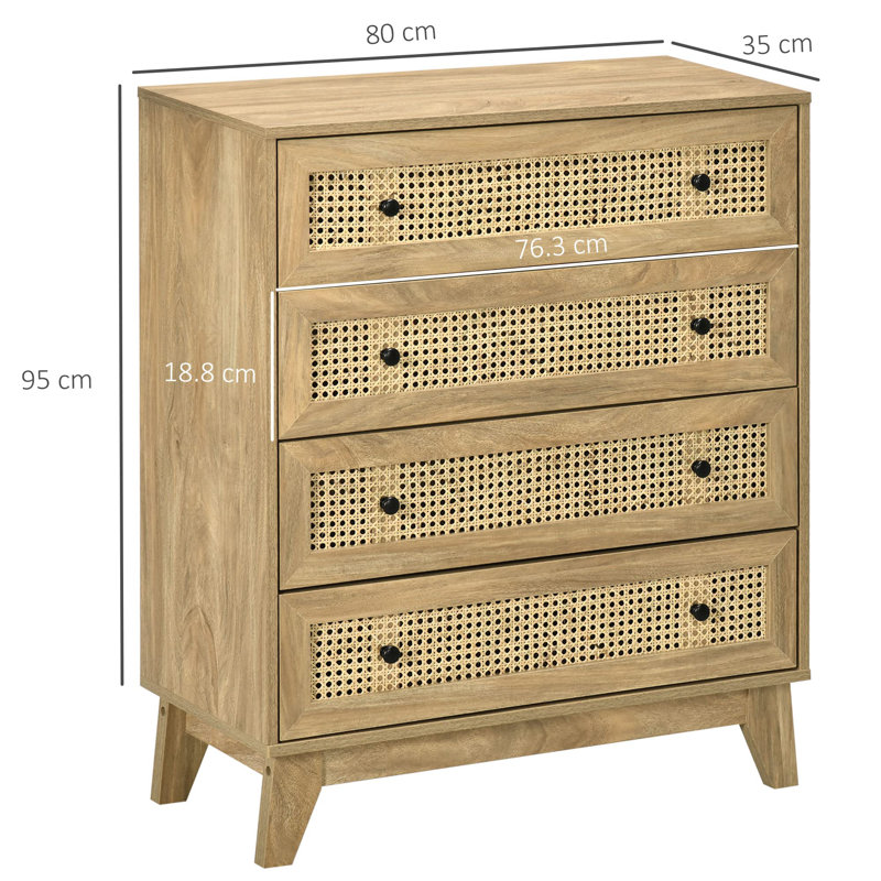 80cm W 4 - Drawer Chest of Drawers, Natural