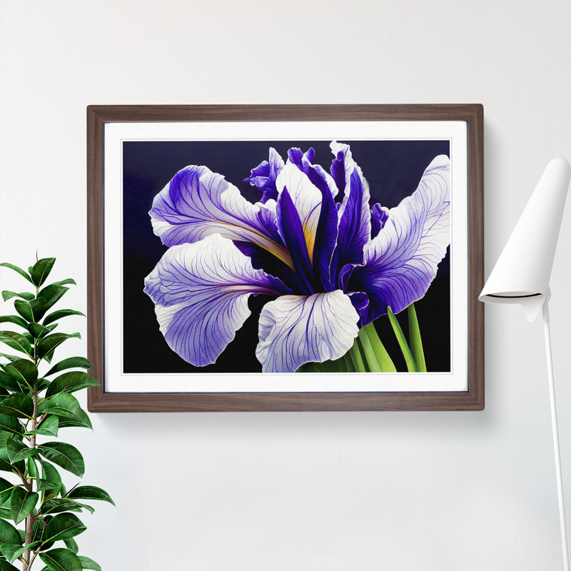 Luscious Iris Flowers 1 Piece Single Picture Frame Wall Art, 34cm H x 46cm W x 2cm D, Walnut