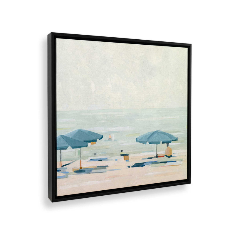 Seaside Umbrella Harmony II, reproduction sur toile dans un cadre, H 12,75 po x l 12,75 po, Noir satiné