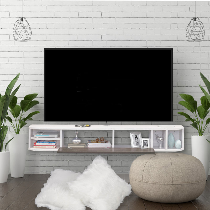 Meuble télé flottant Illiyana, Blanc-gris, 47.24'' W X 9.29'' D X 8.94'' H
