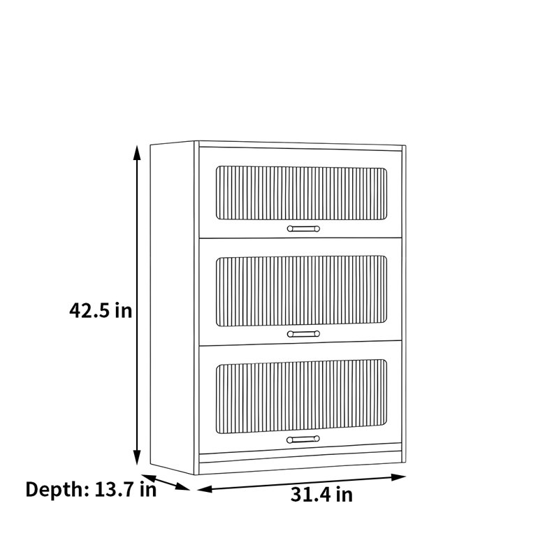 Rabehi, (3 Shelves) 42.5"H x 31.4"W x 13.7"D, White
