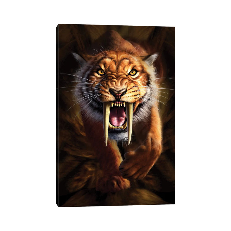 Full On View Of A Saber-Toothed Tiger by Jerry LoFaro - Wrapped Canvas Gallery-Wrapped Canvas Giclée, 66.04 cm H x 45.72 cm W