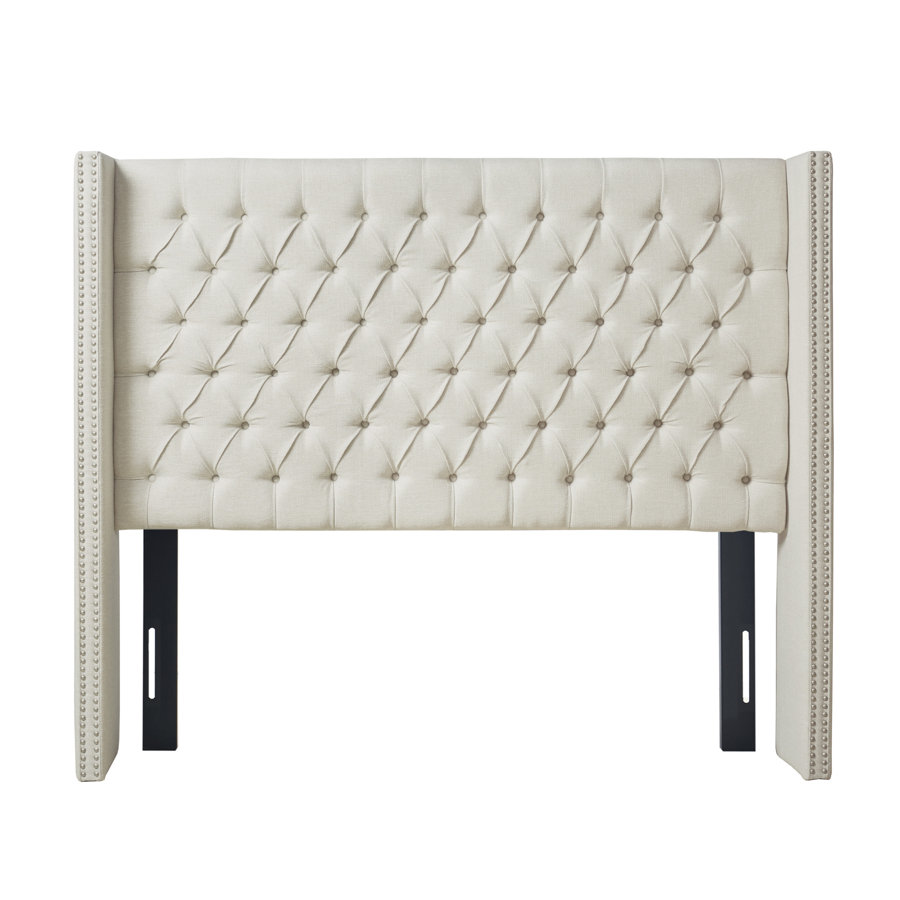 Tickhill Upholstered Wingback Button Tufted Headboard