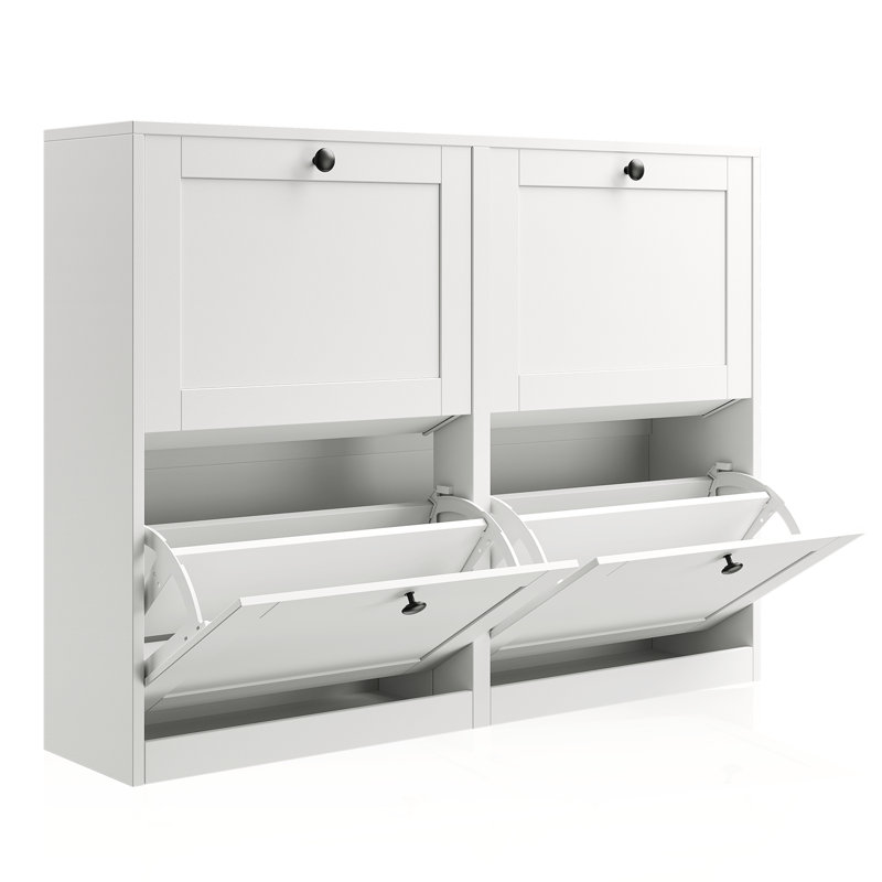 Armoire de rangement pour chaussures Haven Ato avec 4 tiroirs rabattables et tablette réglable, pour le vestibule, le couloir et le salon