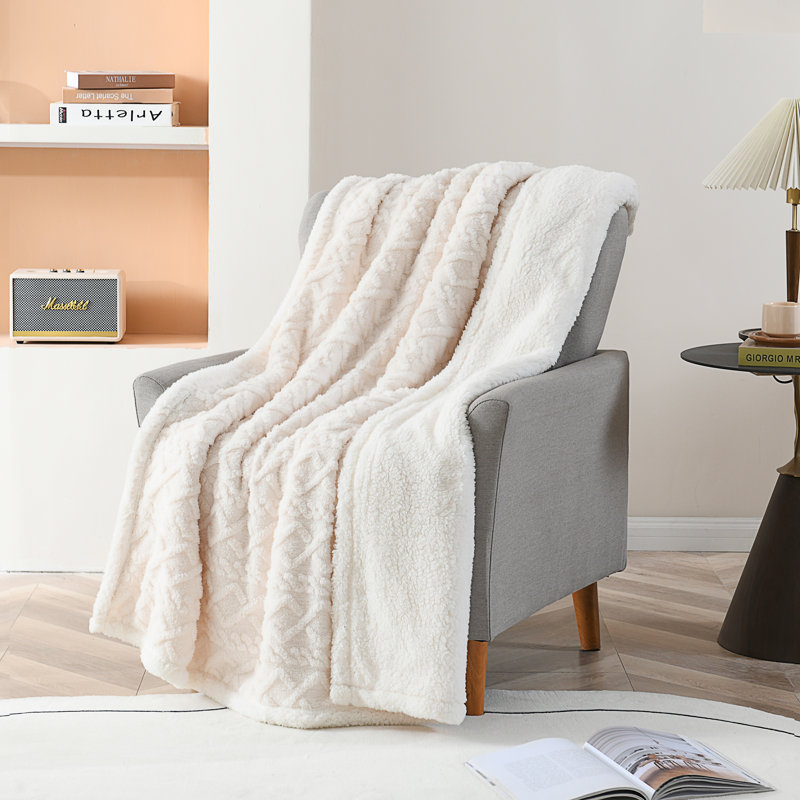 Soft Cozy Sherpa Fleece Thick Throw Blanket, White