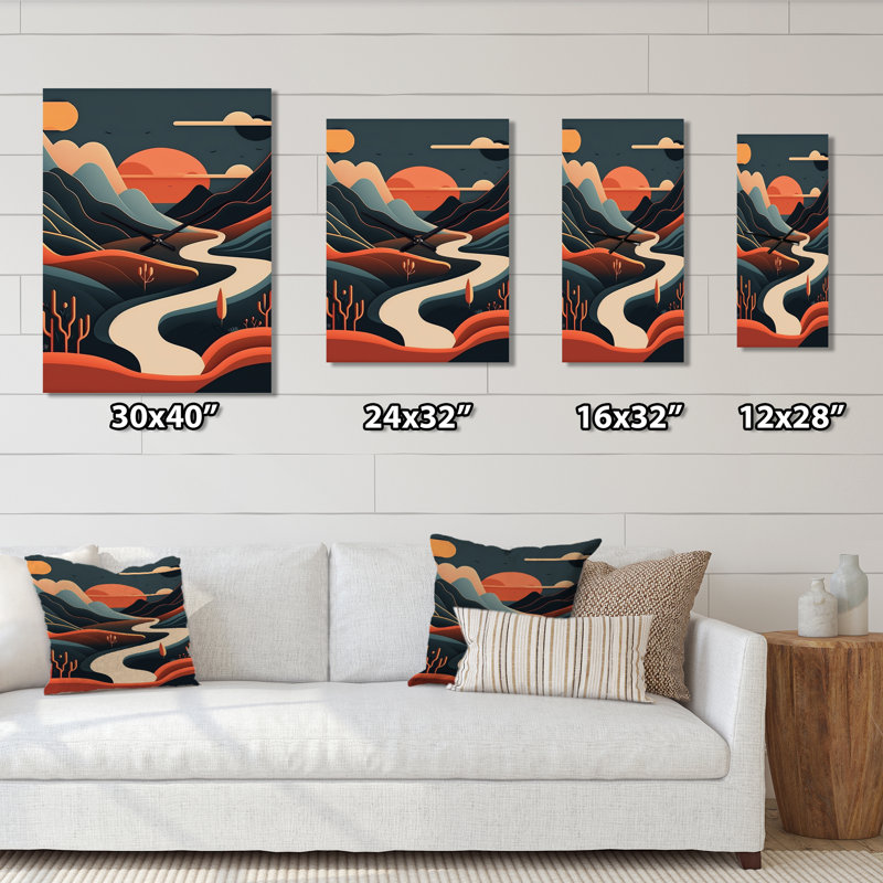 Horloge murale pin moderne avec montagnes en terre cuite II, Petit