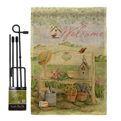 En toile jute de jardin à panneau double face 18,5" x 13" à double face "welcome banc of home