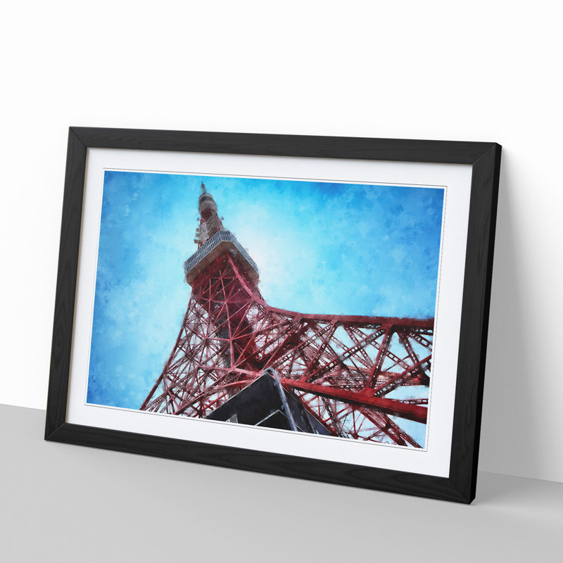 The Tokyo Tower - Picture Frame Painting, 48cm H x 65cm W x 2cm D, Black Framed