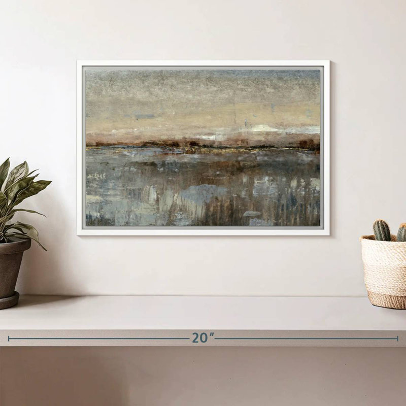 Gris brume I, Cadre flottant blanc, 13 po x 9 po