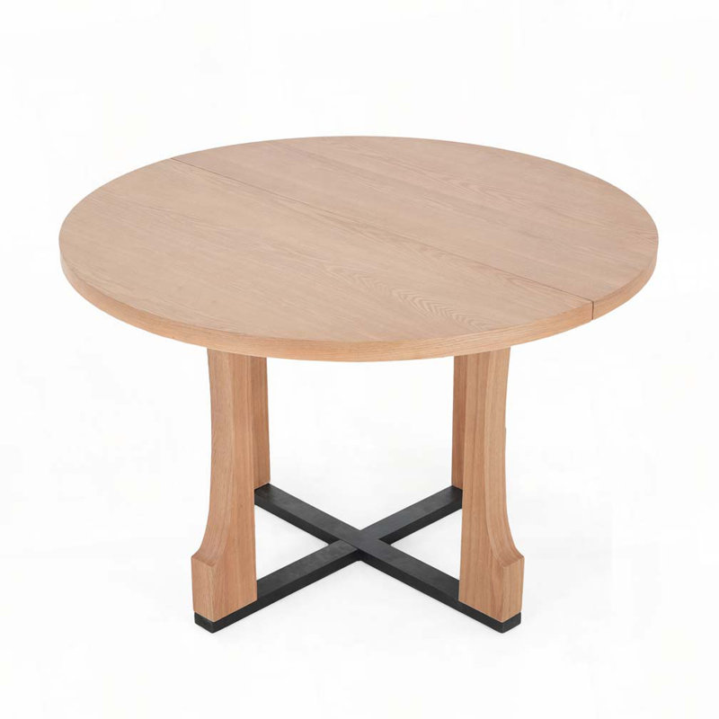 48" Round Dining Table, Natural/Black