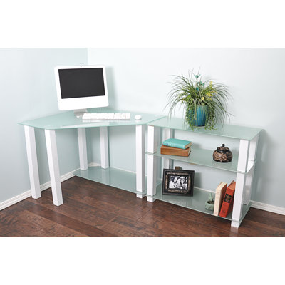 White Lines Glass Aluminium Computer Desk