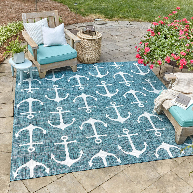 Outdoor Ayton Area Rug Sea Grass Color, Square 13'