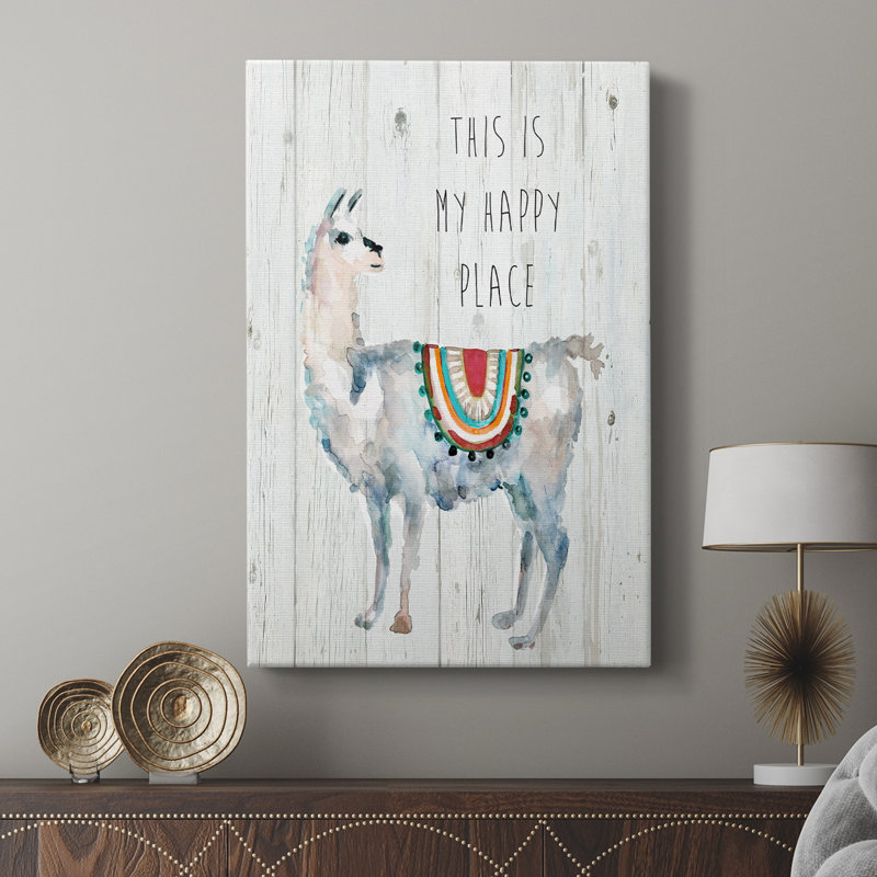 Llama Happy Place -Custom Wrapped Gallery Cavas