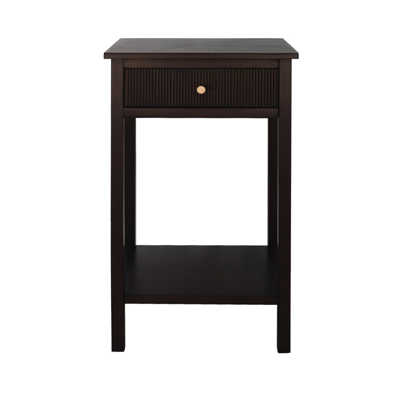 Flovilla 76cm Sofa Table, 1 Drawer Wooden Bedside End Table with Shelf Storage, Brown