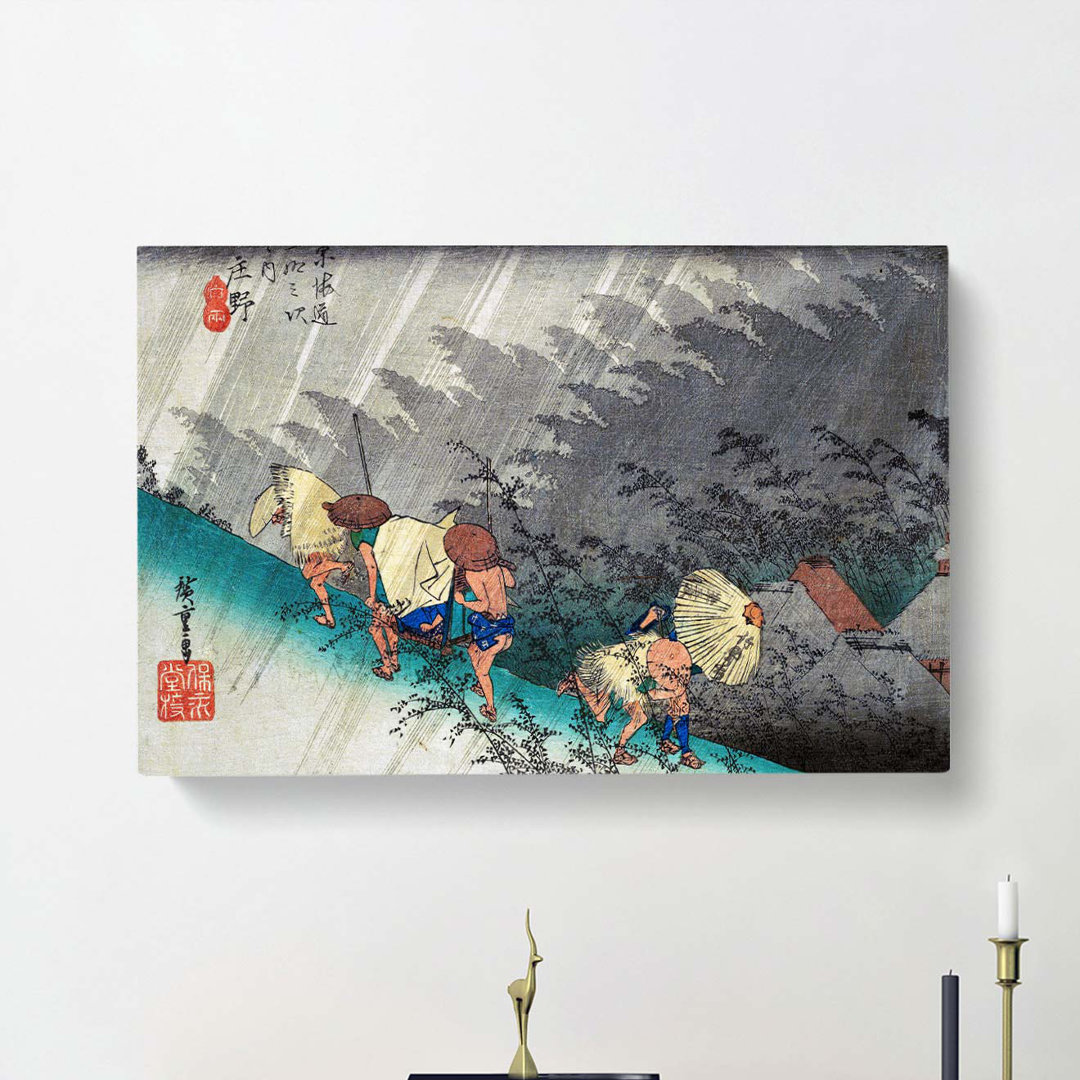 White Rain at Shono by Utagawa Hiroshige - Wrapped Canvas