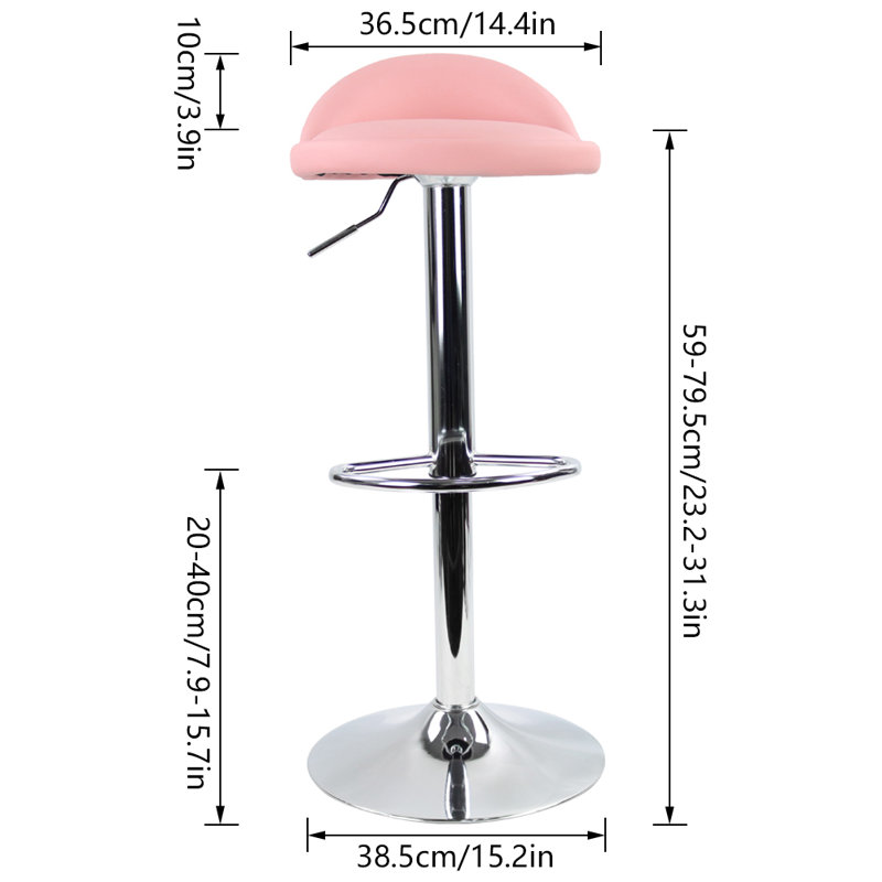 Tabouret de bar rotatif à hauteur ajustable Temelec, Rose
