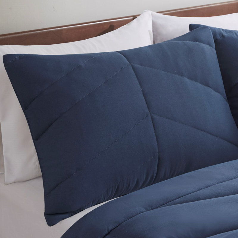 Navy Twin Microfiber Quilted Comforter Set