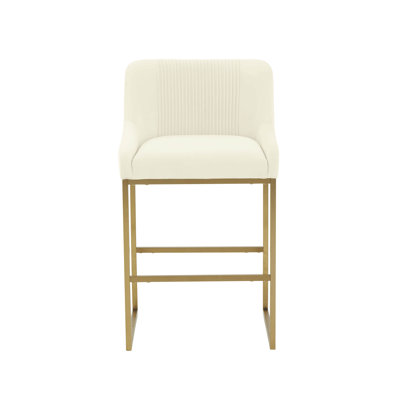 Robicheaux Pleated Velvet Counter Stool